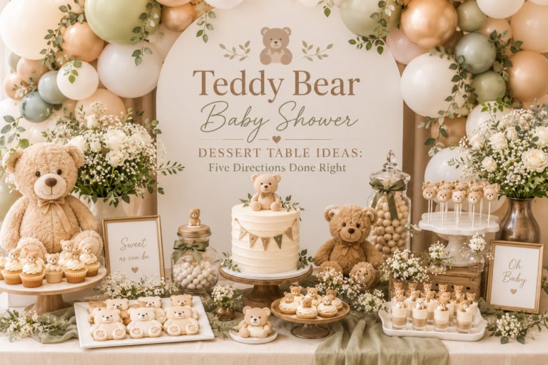 Teddy Bear Baby Shower Dessert Table Ideas: Five Directions Done Right